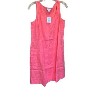 J. Jill Love Linen Red Ginger Pocket Midi Sleeveless Dress Sm Petite #778